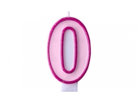Świeczka urodzinowa Partydeco Cyferka 0 w kolorze różowym 7 centymetrów (SCU1-0-006)