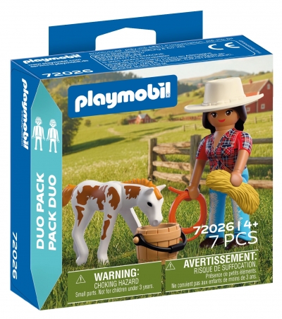 <img src='https://webimage.pl/pics/269/0/d4008789720269.jpg' style='height:440px' /> Playmobil Duo Pack Kowbojka ze źrebakiem 72026