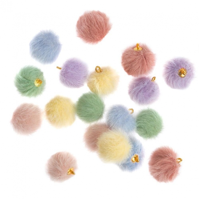 Zawieszki futerkowe pastelowe 18szt