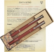Komplet długopis Zenith-7 i pióro Omega w etui Retro bordowy