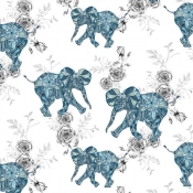 Karnet Swarovski kwadrat Etniczne słonie niebieskie