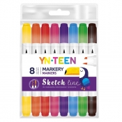 Markery dwustronne Sketch Line YN Teen, 8 kolorów