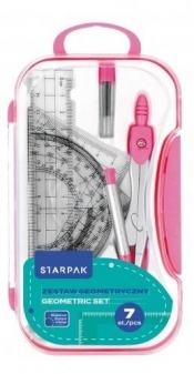 Zestaw szkolny geometryczny 7el różowy