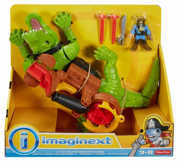 Figurka Imaginext Kroczący krokodyl i pirat Hak (DHH63)