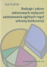 Rodzaje i zakres sektorowych wyłączeń zastosowania ogólnych reguł ochrony konkurencji