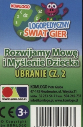 Karty Rozwijamy mowę i myślenie dziecka Ubranie część 2