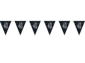 Baner Godan czarny z flagami 40 urodziny 274 cm (83427)