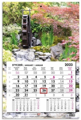 Kalendarz 2023 jednodzielny głowka płaska Ogrody