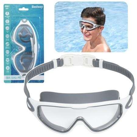 <img src='https://webimage.pl/pics/275/2/d5907990212275.jpg' style='height:440px' /> Okulary do pływania regulowane biało-szare