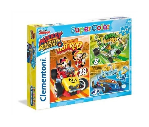 Puzzle SuperColor Mickey i raźni rajdowcy 3x48 (25227)