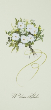 Karnet Ślub DL S45 - Biały bukiet kwiatów