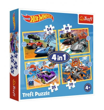 Puzzle 4w1 Pojazdy Hot Wheels