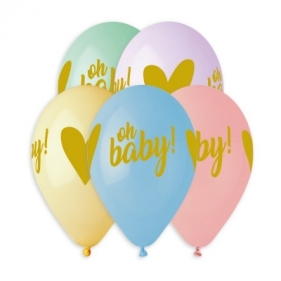 Balon gumowy Godan Oh Baby! pastelowy 5 szt. mix 33 cm (GS120/925)