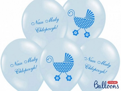 Balon gumowy Partydeco 30cm Nasz Mały Chłopczyk, P. Blue (1 op. / 6 szt.) niebieski jasny 300 mm (SB14P-220-011-6)
