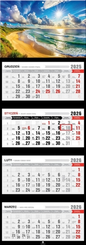 Kalendarz 2026 czterodzielny premium - Plaża