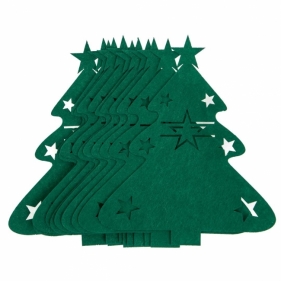 Filcowe podkładki pod sztućce zielone choinki 12sz
