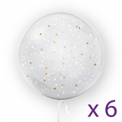 Tuban, balon ślubny 45 cm - Kropki, biały & złoty (6 sztuk) (TU 3727)