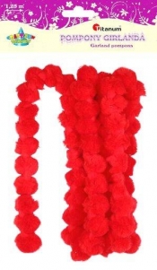 Pompony girlanda 1,25cm czerwone DIY16071F