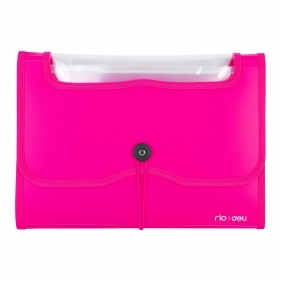 Teczka harmonijkowa z gumką A4/7 przegródek PVC - Różowa