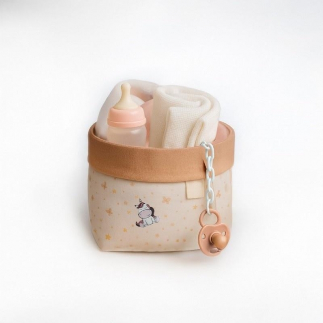 Koszyk akcesoriów dla lalki z jednorożcem