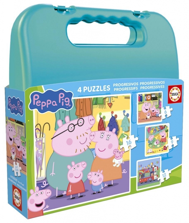 <img src='https://webimage.pl/pics/280/3/d8412668203280.jpg' style='height:440px' /> Puzzle 6 + 9 + 12 + 16 Świnka Peppa