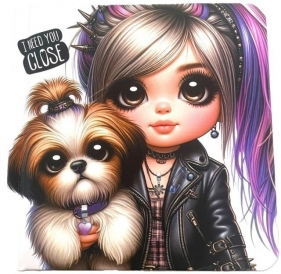 Notatnik 100x100/48K gładki TW Dziewczynka z psem