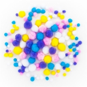 Pompony poliestrowe mix pastel, 140 szt. (KSPO-050)
