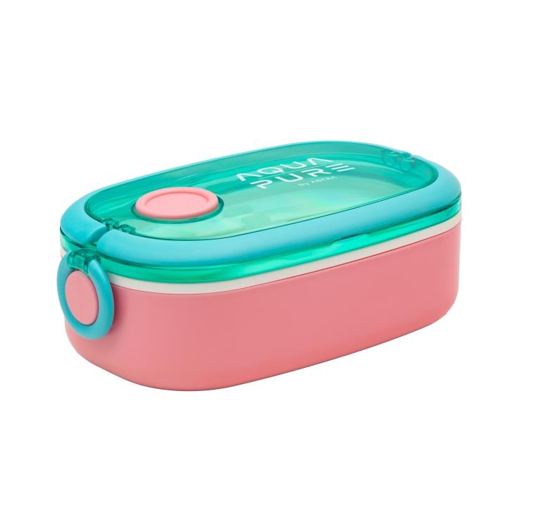 Śniadaniówka Aqua Pure ze sztućcami - mint/pink