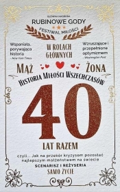Karnet 40 rocznica ślubu (rubinowa)