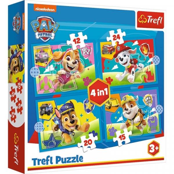 Puzzle 4w1 Biegnące pieski Psi Patrol (Paw Patrol) (34628)