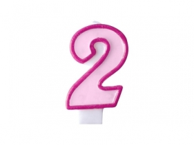 Świeczka urodzinowa Partydeco Cyferka 2 w kolorze różowym 7 centymetrów (SCU1-2-006)