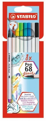 Flamastry Pen 68 brush 8 kolorów STABILO