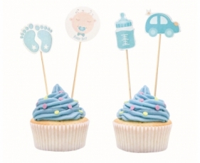 Pikiery Godan do babeczek na BABY SHOWER chłopca - 12 szt. (QT-PBBN)