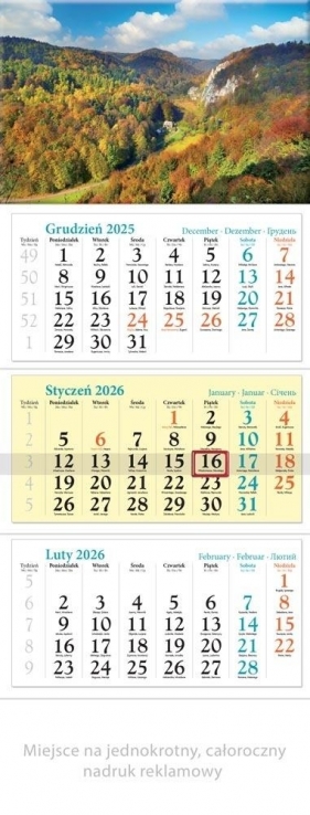 Kalendarz 2026 ścienny trójdzielny Jura