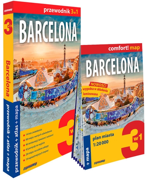 Barcelona 3w1: przewodnik + atlas + mapa