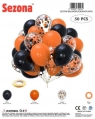 Balony czarne, pomarańczowe, konfetti 50szt