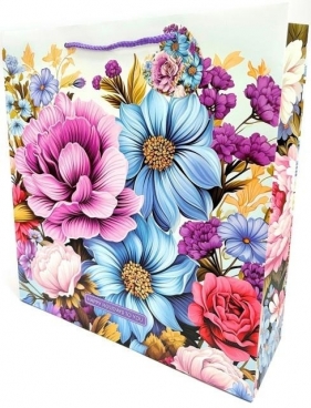 Torebka ozdobna matowa 35x37x12cm Kwiaty