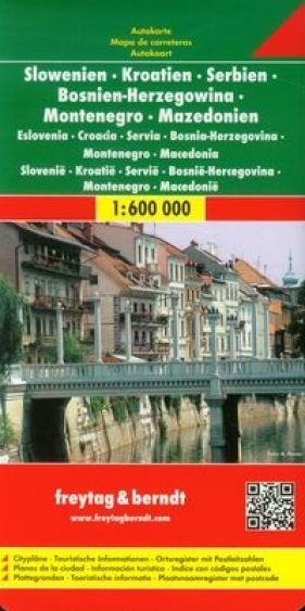 Słowenia Chorwacja Serbia Bośnia i Hercegowina mapa drogowa 1:600 000