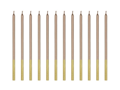 Świeczki urodzinowe różowe złoto 14 cm 12szt