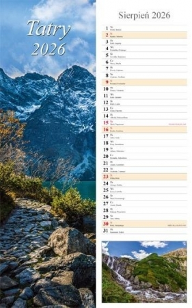 Kalendarz 2026 ścienny pasek Tatry