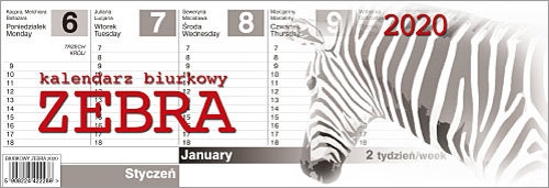 Kalendarz 2020 Biurkowy Zebra