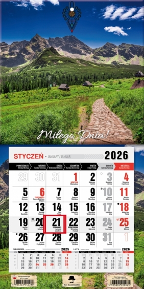 Kalendarz trójdzielny-jednodzielny z magnesem 2026,1 szt.