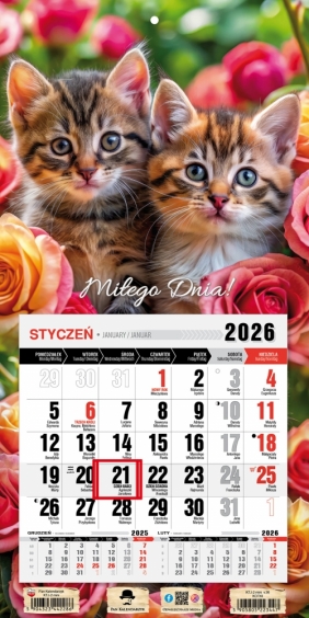 Kalendarz trójdzielny-jednodzielny z magnesem 2026,1 szt.