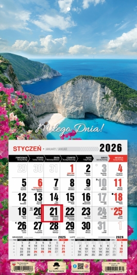 Kalendarz trójdzielny-jednodzielny z magnesem 2026,1 szt.