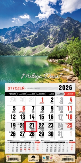 Kalendarz trójdzielny-jednodzielny z magnesem 2026,1 szt.