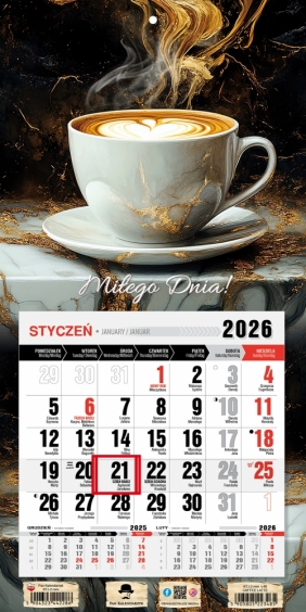 Kalendarz trójdzielny-jednodzielny z magnesem 2026,1 szt.