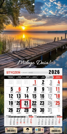 Kalendarz trójdzielny-jednodzielny z magnesem 2026,1 szt.