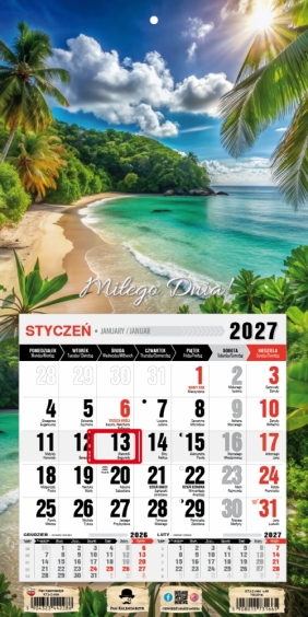 Kalendarz 2027 trójdzielny-jednodzielny z magnesem, 1 szt.