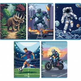 Zeszyt Herlitz Premium Pixel Fun A5/16k linia podwójna kolorowa, 1 szt