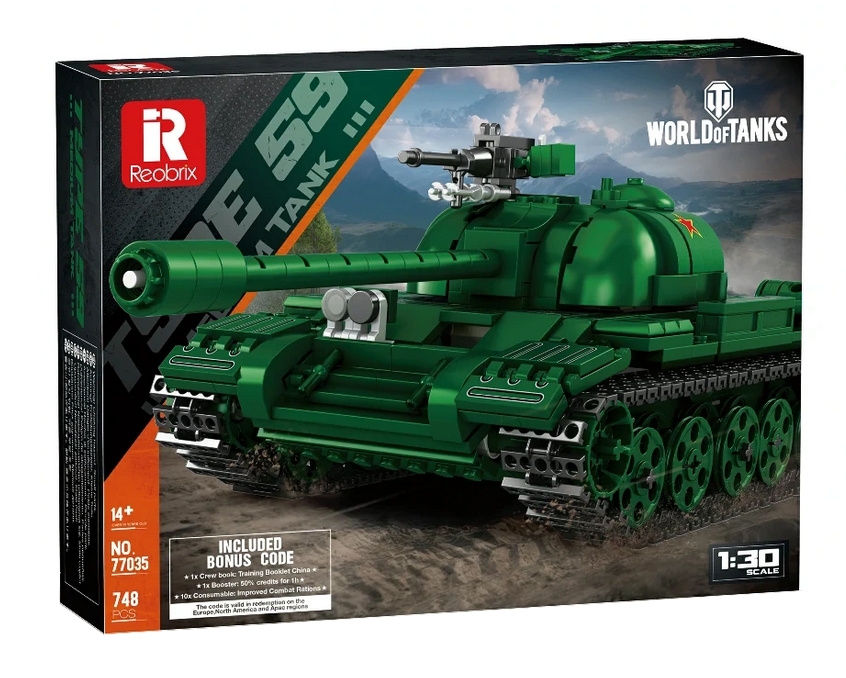 <img src='https://webimage.pl/pics/287/3/d6974077153287-3.png' style='height:440px' /> Reobrix, Klocki Czołg Typ 59 World of Tanks, 748 elementów